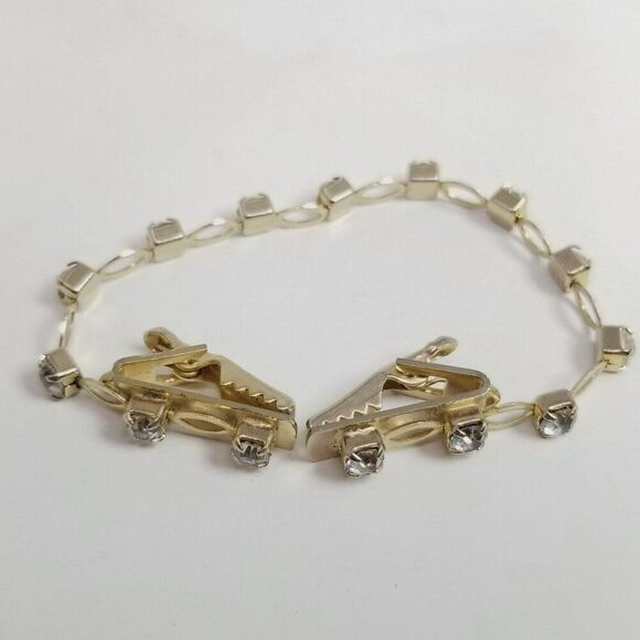 Vintage Jewelry - Vintage Rhinestone Sweater Clip Guard, Clips, Gold Tone Setting, Estate